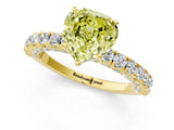 Yellow gold Fancy Yellow Heart Cut Diamond Pavé Band Solitaire Ring with Prong Setting_62