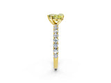 Yellow gold Fancy Yellow Heart Cut Diamond Pavé Band Solitaire Ring with Prong Setting_63