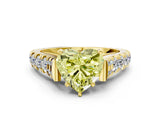 Yellow gold Fancy Yellow Heart  Cut Diamond Pavé Band Solitaire with Four-Prong Setting_15