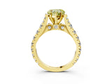 Yellow gold Fancy Yellow Heart  Cut Diamond Pavé Band Solitaire with Four-Prong Setting_18