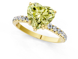 Yellow gold Fancy Yellow Heart  Cut Diamond Pavé Band Solitaire with Four-Prong Setting_4