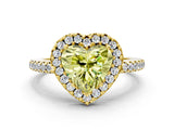 Yellow gold Fancy Yellow Heart Cut Diamond Pavé Halo Ring with Four-Prong Setting_36