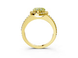 Yellow gold Fancy Yellow Heart Cut Diamond Pavé Halo Ring with Four-Prong Setting_39