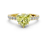 Yellow gold Fancy Yellow Heart Cut Diamond Pavé Solitaire Engagement Ring with Four-Prong Setting_85
