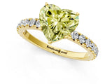 Yellow gold Fancy Yellow Heart Cut Diamond Pavé Solitaire Engagement Ring with Four-Prong Setting_86