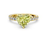 Yellow gold Fancy Yellow Heart Cut Diamond Pavé Solitaire Ring with Round Band and Prong Setting_12