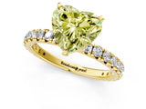 Yellow gold Fancy Yellow Heart Cut Diamond Pavé Solitaire Ring with Round Band and Prong Setting_13