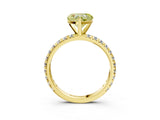 Yellow gold Fancy Yellow Heart Cut Diamond Pavé Solitaire Ring with Round Band and Prong Setting_15