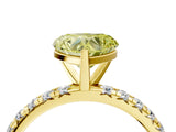 Yellow gold Fancy Yellow Heart Cut Diamond Pavé Solitaire Ring with Round Band and Prong Setting_16