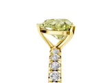 Yellow gold Fancy Yellow Heart Cut Diamond Pavé Solitaire Ring with Round Band and Prong Setting_17