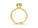 Yellow gold Fancy Yellow Heart Cut Diamond Pavé Solitaire Ring with Round Band and Prong Setting_27