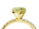 Yellow gold Fancy Yellow Heart Cut Diamond Pavé Solitaire Ring with Round Band and Prong Setting_28