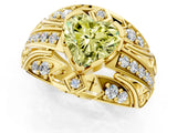 Yellow gold Fancy Yellow Heart Cut Diamond Pave Art Deco Split Shank Ring with Four-Prong Setting_1