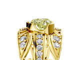 Yellow gold Fancy Yellow Heart Cut Diamond Pave Art Deco Split Shank Ring with Four-Prong Setting_5