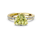 Yellow gold Fancy Yellow Heart Cut Diamond Pave Band Solitaire Ring with Four-Prong Setting_51