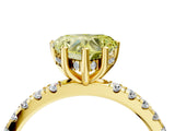 Yellow gold Fancy Yellow Heart Cut Diamond Pave Band Solitaire Ring with Four-Prong Setting_55
