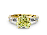 Yellow gold Fancy Yellow Heart  Cut Diamond Ring with Baguette Side Stones, Channel Set Band, and Four-Prong Setting_24
