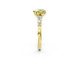 Yellow gold Fancy Yellow Heart  Cut Diamond Ring with Baguette Side Stones, Channel Set Band, and Four-Prong Setting_26