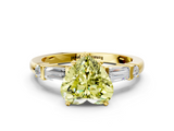 Yellow gold Fancy Yellow Heart  Cut Diamond Ring with Baguette Side Stones, Channel Set Band, and Four-Prong Setting_3