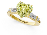 Yellow gold Fancy Yellow Heart  Cut Diamond Ring with Baguette Side Stones, Channel Set Band, and Four-Prong Setting_4
