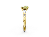 Yellow gold Fancy Yellow Heart  Cut Diamond Ring with Baguette Side Stones, Channel Set Band, and Four-Prong Setting_5