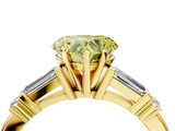 Yellow gold Fancy Yellow Heart  Cut Diamond Ring with Baguette Side Stones, Channel Set Band, and Four-Prong Setting_7