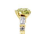 Yellow gold Fancy Yellow Heart  Cut Diamond Ring with Baguette Side Stones, Channel Set Band, and Four-Prong Setting_8