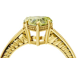 Yellow gold Fancy Yellow Heart Cut Diamond Ring with Milgrain Pavé Band and Four-Prong Setting_24
