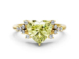 Yellow gold Fancy Yellow Heart Cut Diamond Ring with Side Stones and Four-Prong Setting_78