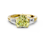 Yellow gold Fancy Yellow Heart  Cut Diamond Ring with Tapered Baguette Side Stones in Four-Prong Setting_3