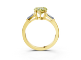 Yellow gold Fancy Yellow Heart  Cut Diamond Ring with Tapered Baguette Side Stones in Four-Prong Setting_6
