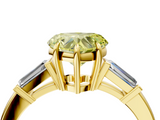 Yellow gold Fancy Yellow Heart  Cut Diamond Ring with Tapered Baguette Side Stones in Four-Prong Setting_7