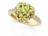 Yellow gold Fancy Yellow Heart Cut Diamond Scalloped Halo Engagement Ring with Round Shared Prong Band_13