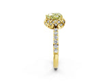 Yellow gold Fancy Yellow Heart Cut Diamond Scalloped Halo Engagement Ring with Round Shared Prong Band_14
