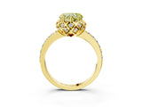 Yellow gold Fancy Yellow Heart Cut Diamond Scalloped Halo Engagement Ring with Round Shared Prong Band_15
