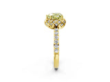 Yellow gold Fancy Yellow Heart Cut Diamond Scalloped Halo Engagement Ring with Round Shared Prong Band_26