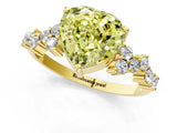 Yellow gold Fancy Yellow Heart Cut Diamond Scattered Round Accent Ring with Prong Setting_13