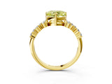 Yellow gold Fancy Yellow Heart Cut Diamond Scattered Round Accent Ring with Prong Setting_15