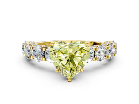 Yellow gold Fancy Yellow Heart Cut Diamond Side Stone Engagement Ring with Four-Prong Setting_24