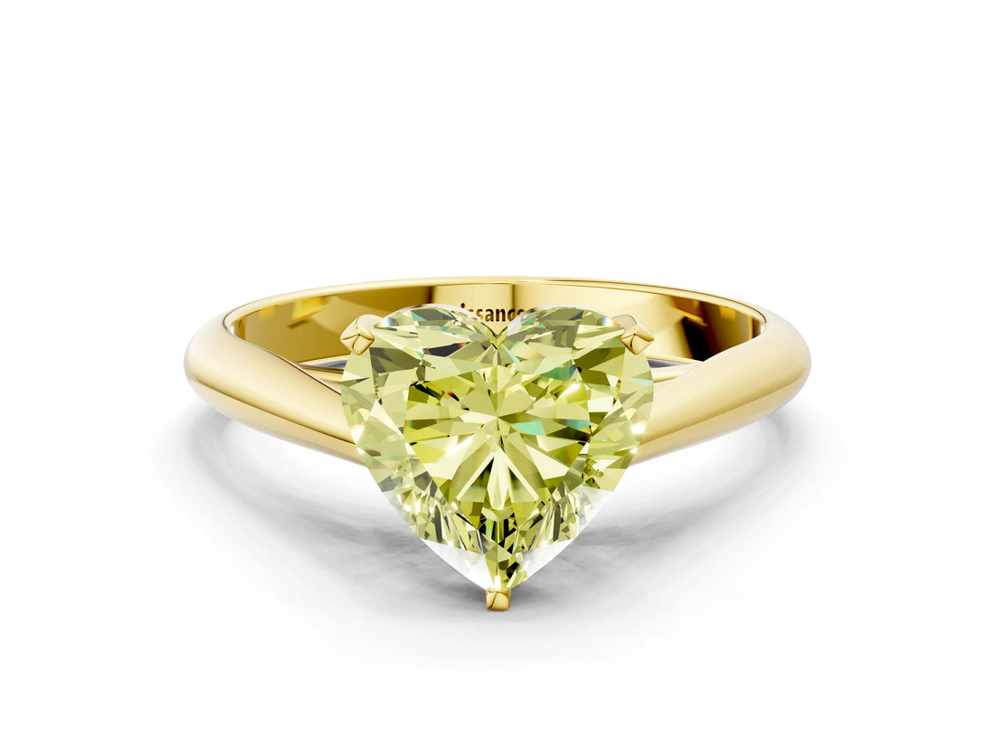 Yellow gold Fancy Yellow Heart Cut Diamond Solitaire Engagement Ring with Cathedral Setting and Four-Prong Mount_132