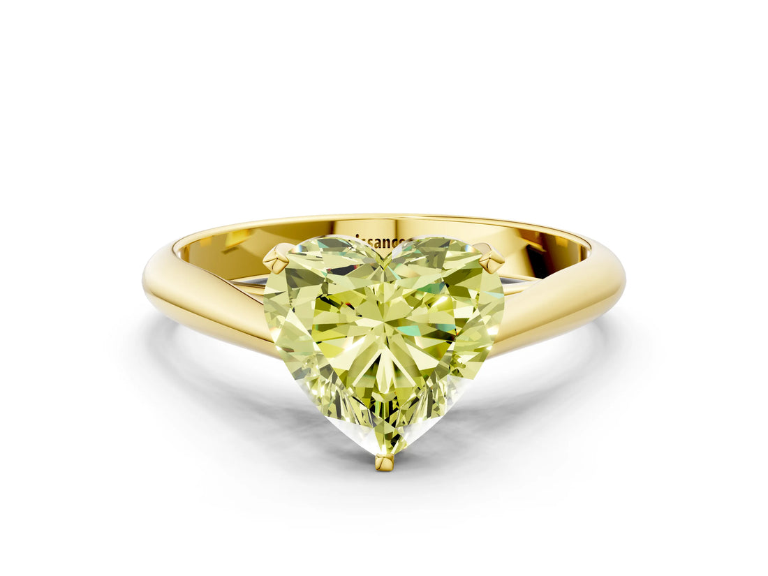 Yellow gold Fancy Yellow Heart Cut Diamond Solitaire Engagement Ring with Cathedral Setting and Four-Prong Mount_96