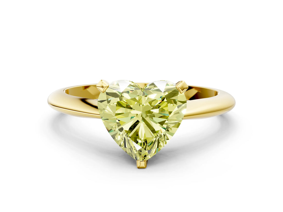 Yellow gold Fancy Yellow Heart Cut Diamond Solitaire Engagement Ring with Classic Band and Four-Prong Setting_24