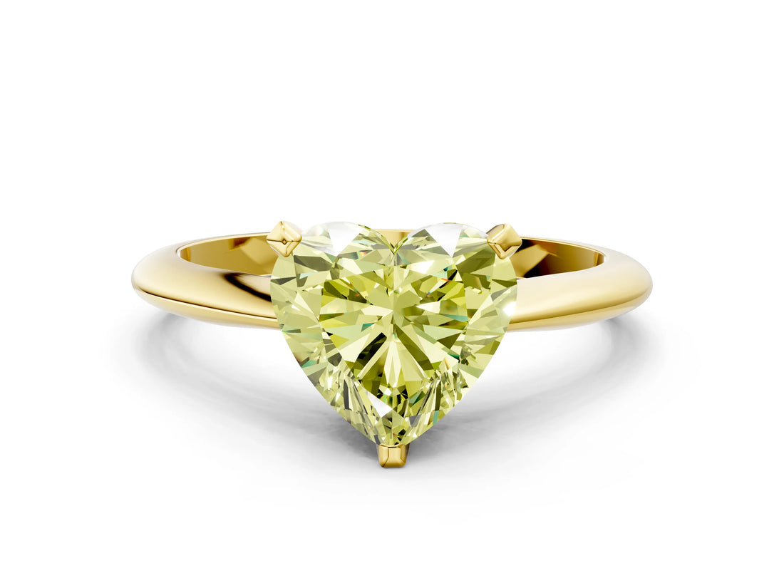 Yellow gold Fancy Yellow Heart Cut Diamond Solitaire Engagement Ring with Classic Band and Four-Prong Setting_87