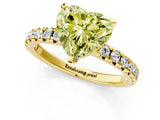 Yellow gold Fancy Yellow Heart Cut Diamond Solitaire Pavé Engagement Ring with Round Band and Prong Setting_68