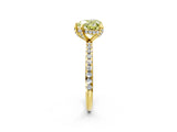 Yellow gold Fancy Yellow Heart Cut Diamond Solitaire Ring with Four-Prong Setting and Pavé Band_5