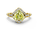 Yellow gold Fancy Yellow Heart Cut Diamond Solitaire Ring with Hidden Halo and Pavé Band_27