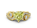 Yellow gold Fancy Yellow Heart Cut Diamond Solitaire Ring with Milgrain Pavé Band and Four-Prong Setting_183