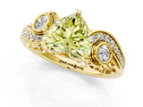 Yellow gold Fancy Yellow Heart Cut Diamond Solitaire Ring with Milgrain Pavé Band and Four-Prong Setting_184