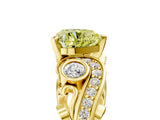 Yellow gold Fancy Yellow Heart Cut Diamond Solitaire Ring with Milgrain Pavé Band and Four-Prong Setting_188