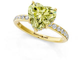 Yellow gold Fancy Yellow Heart Cut Diamond Solitaire Ring with Pavé Band and Hidden Halo_69